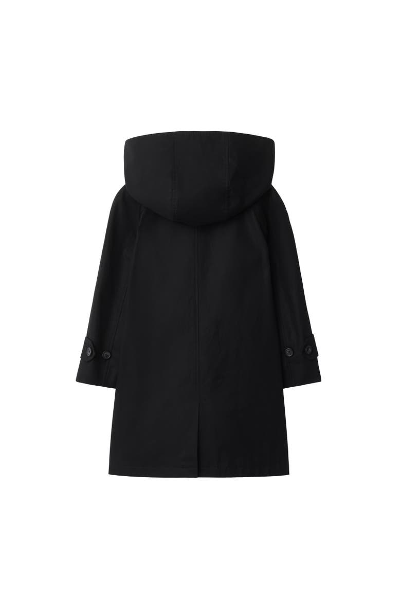 Burberry Cotton Hooded Car Coat, Alternate, color, Black