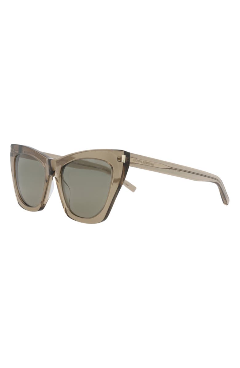 Saint Laurent 55mm Cat Eye Sunglasses, Alternate, color, Beige Beige Silver