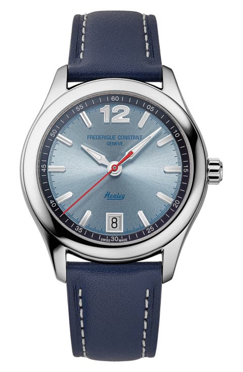 Vintage Rally Healey Automatic Leather Strap Watch Gift Set, 36mm