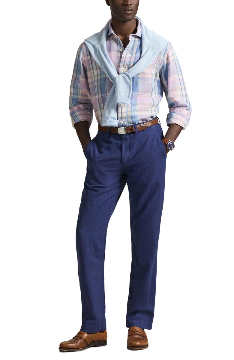Polo Ralph Lauren Bedford Classic Fit Linen & Cotton Pants, Alternate, color, Dusty Azure