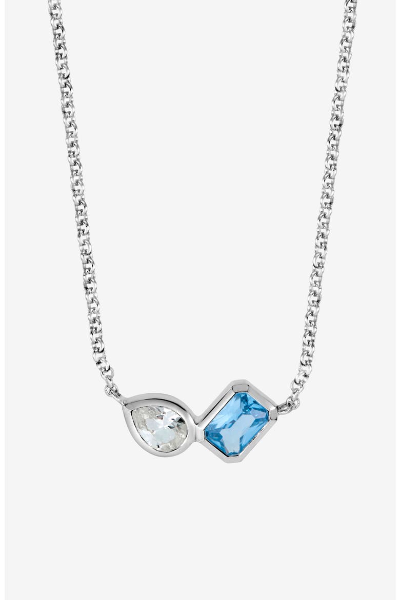 Blue & White Topaz Duo Tutti Frutti Necklace, Main, color, Sterling Silver