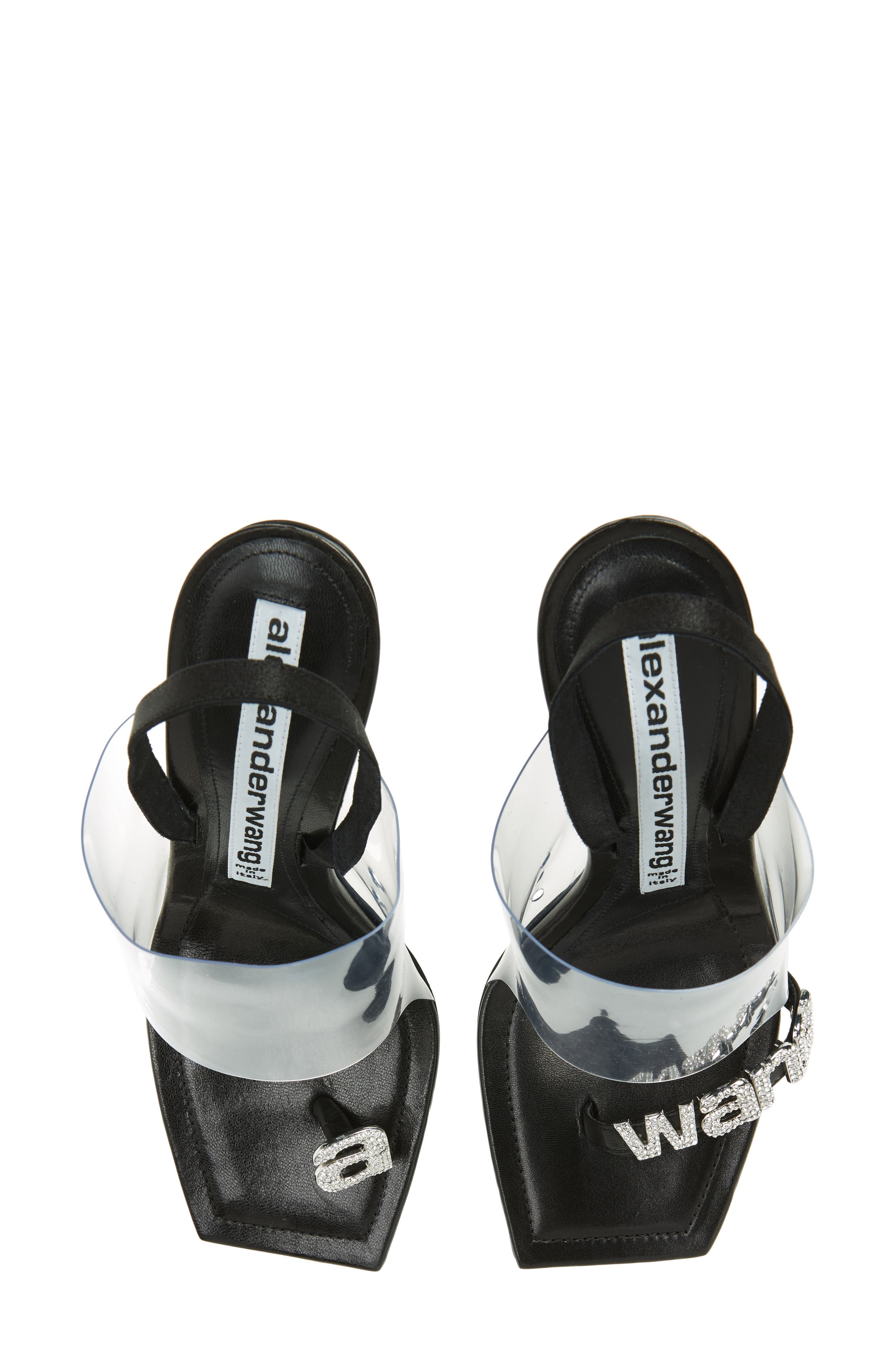 Alexander Wang Kaia Clear Strap Crystal Logo Sandal, Main, color, 