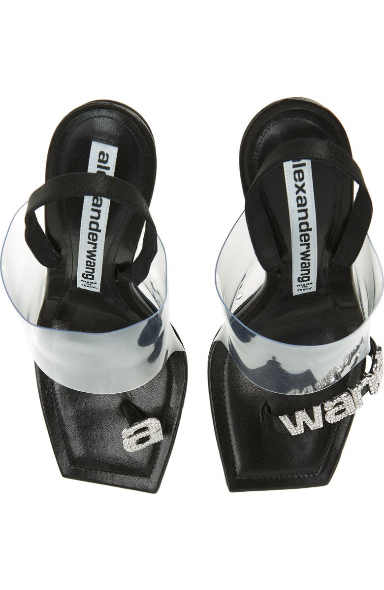 Alexander Wang Kaia Clear Strap Crystal Logo Sandal, Main, color,