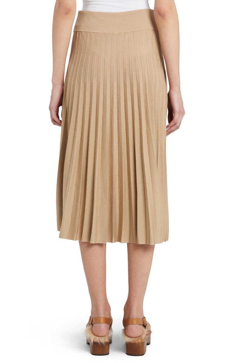Agnona Pleated Wool & Silk Midi Skirt, Alternate, color,