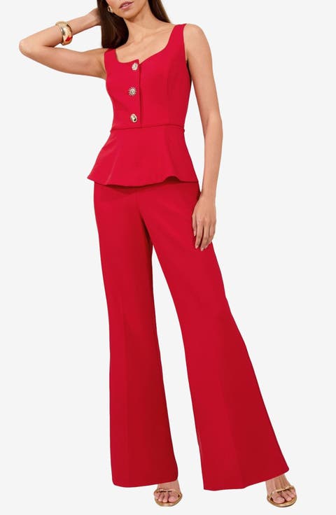 Sleeveless Peplum Wide Leg Jumpsuit