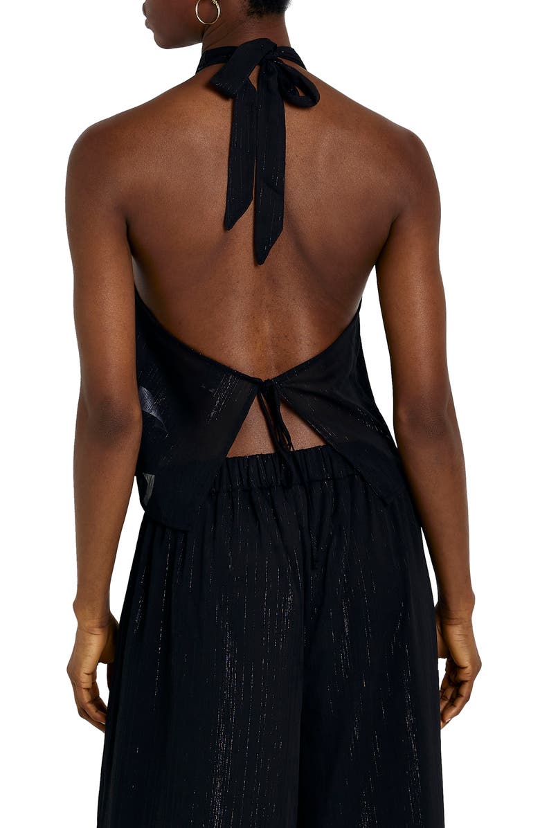 River Island Metallic Stripe Halter Top, Alternate, color, 