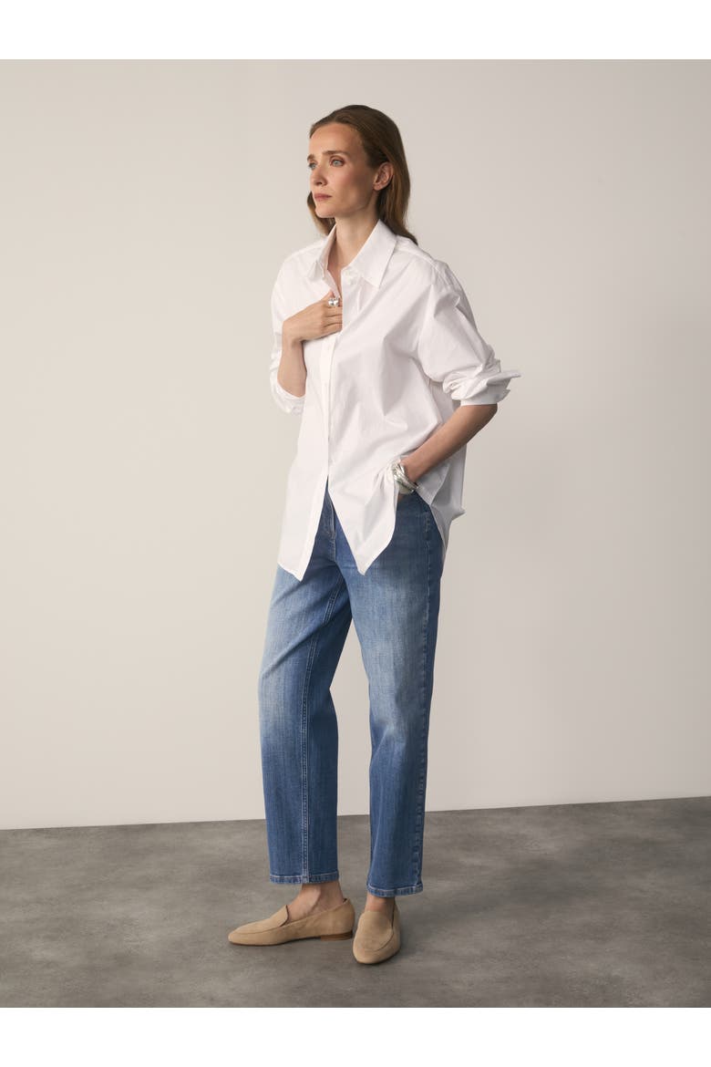 Claudia Cotton Blend Long Sleeve Shirt, Alternate, color, White