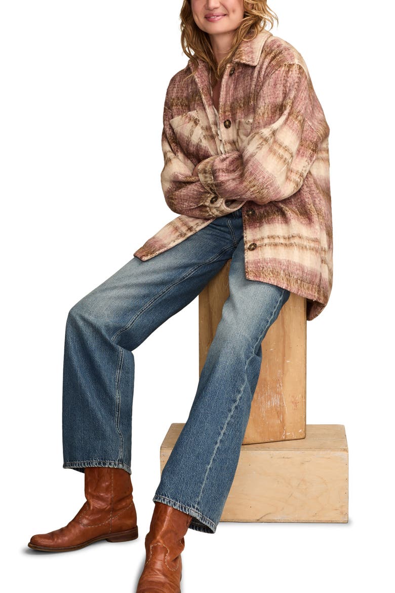 Oversize Plaid Shirt Jacket, Alternate, color, PINK PLAID