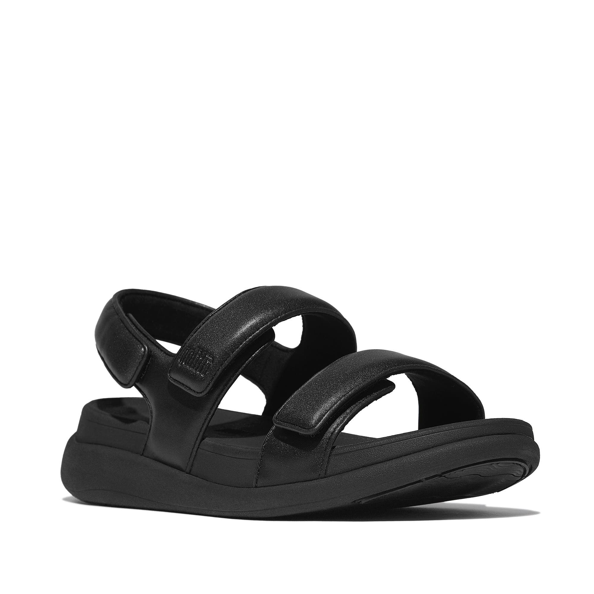 FitFlop F-Mode Go Adj Flatform Sandal, Main, color, All Black