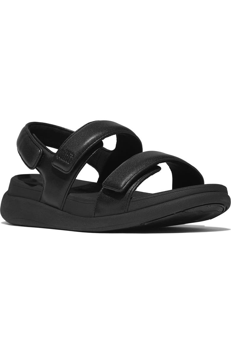 FitFlop F-Mode Go Adj Flatform Sandal, Main, color, All Black