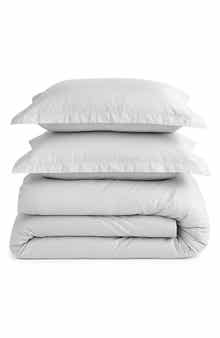 AZORES HOME 300 Thread Count Cotton Percale Duvet Cover & Sham Set