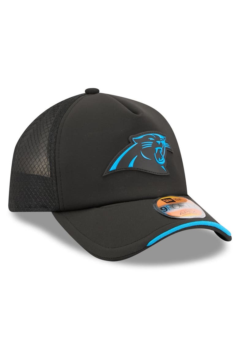 Men's New Era Black Carolina Panthers 2026 Sideline Apex 9FORTY Adjustable Trucker Hat, Alternate, color, Black