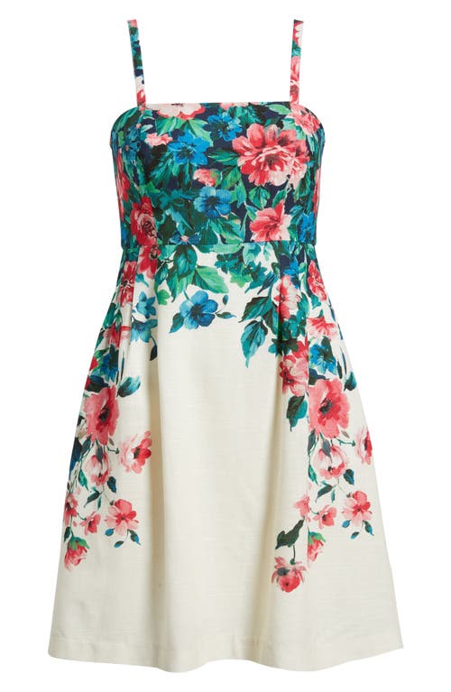 Tahari Asl Placed Floral Dress In Cream Multi