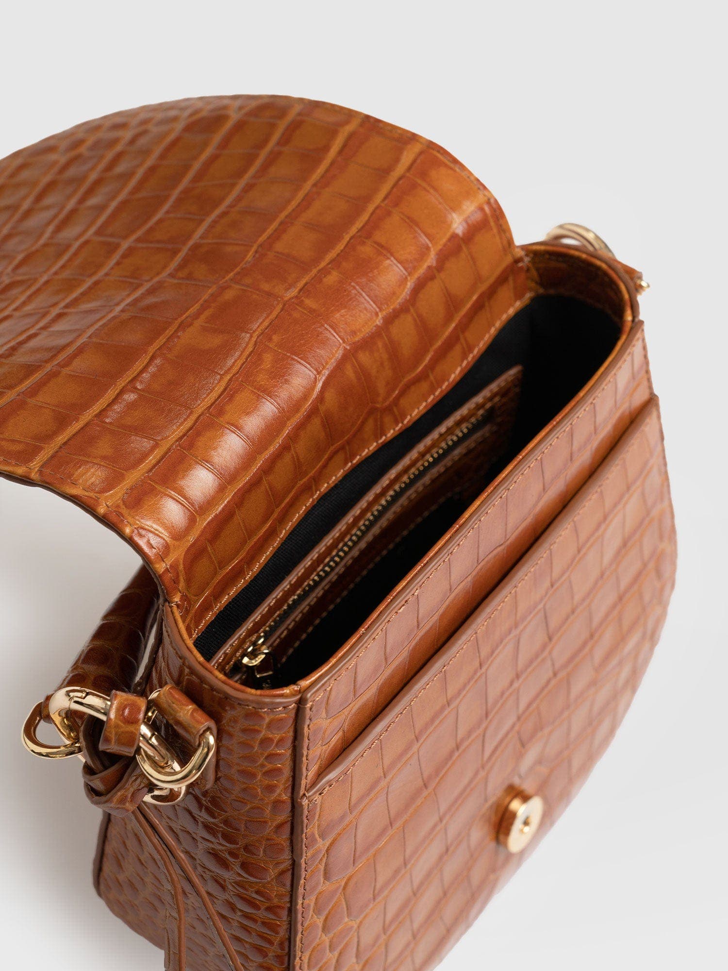 Saddle Bag, Alternate, color, Brown Croc