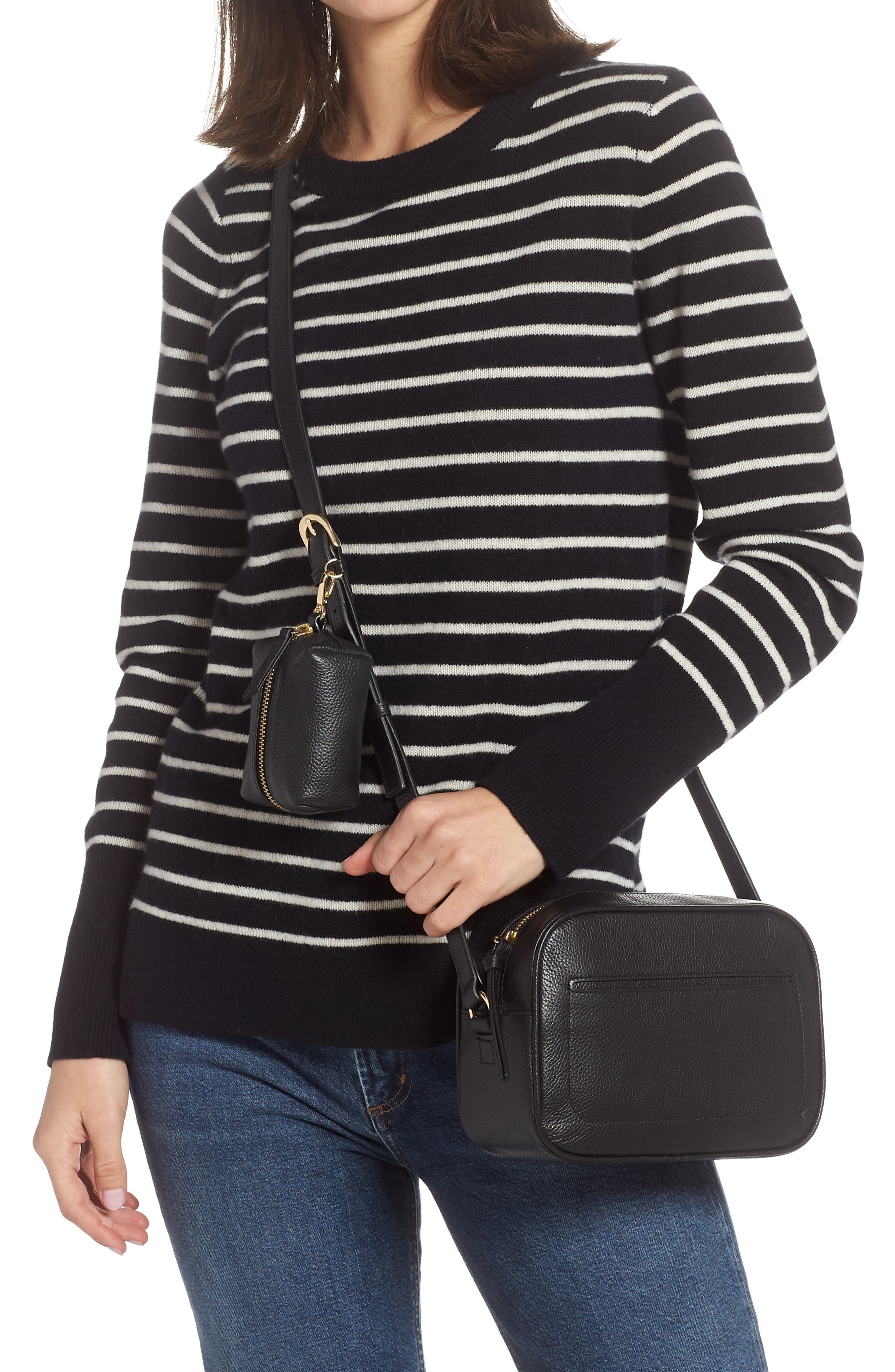 Margo Crossbody Bag with Accessory Pouch, Alternate, color, BLACK
