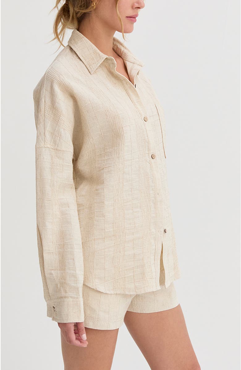 CRESCENT Stripe Textured Linen Shirt, Alternate, color, Oatmeal