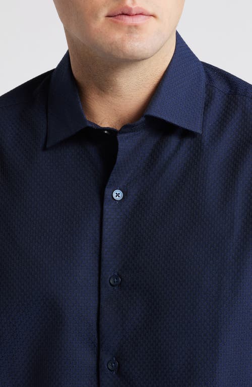 Robert Barakett Matthew Textured Button-up Shirt In Navy