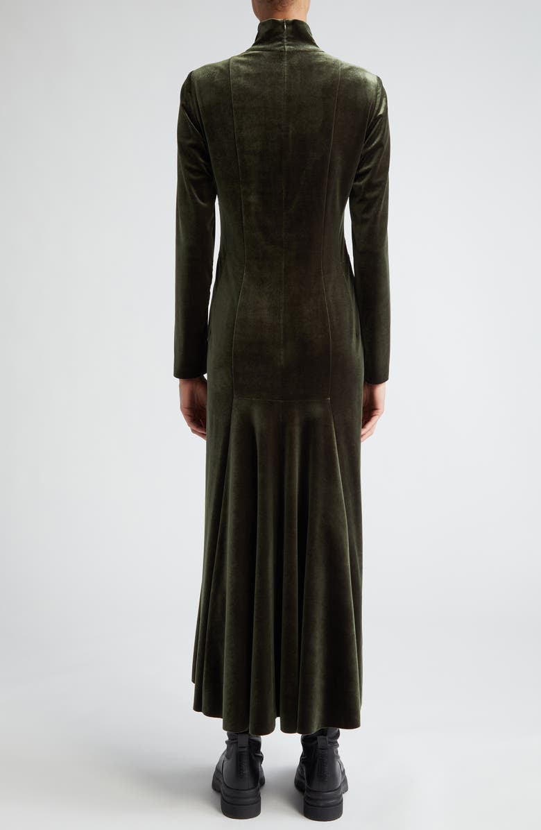 Akris Mock Neck Long Sleeve Fluid Stretch Velvet Gown, Alternate, color, 054 Moss