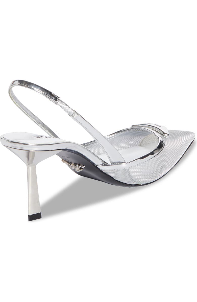 Prada Modellerie Pointed Toe Metallic Mesh Slingback Pump, Alternate, color, Argento