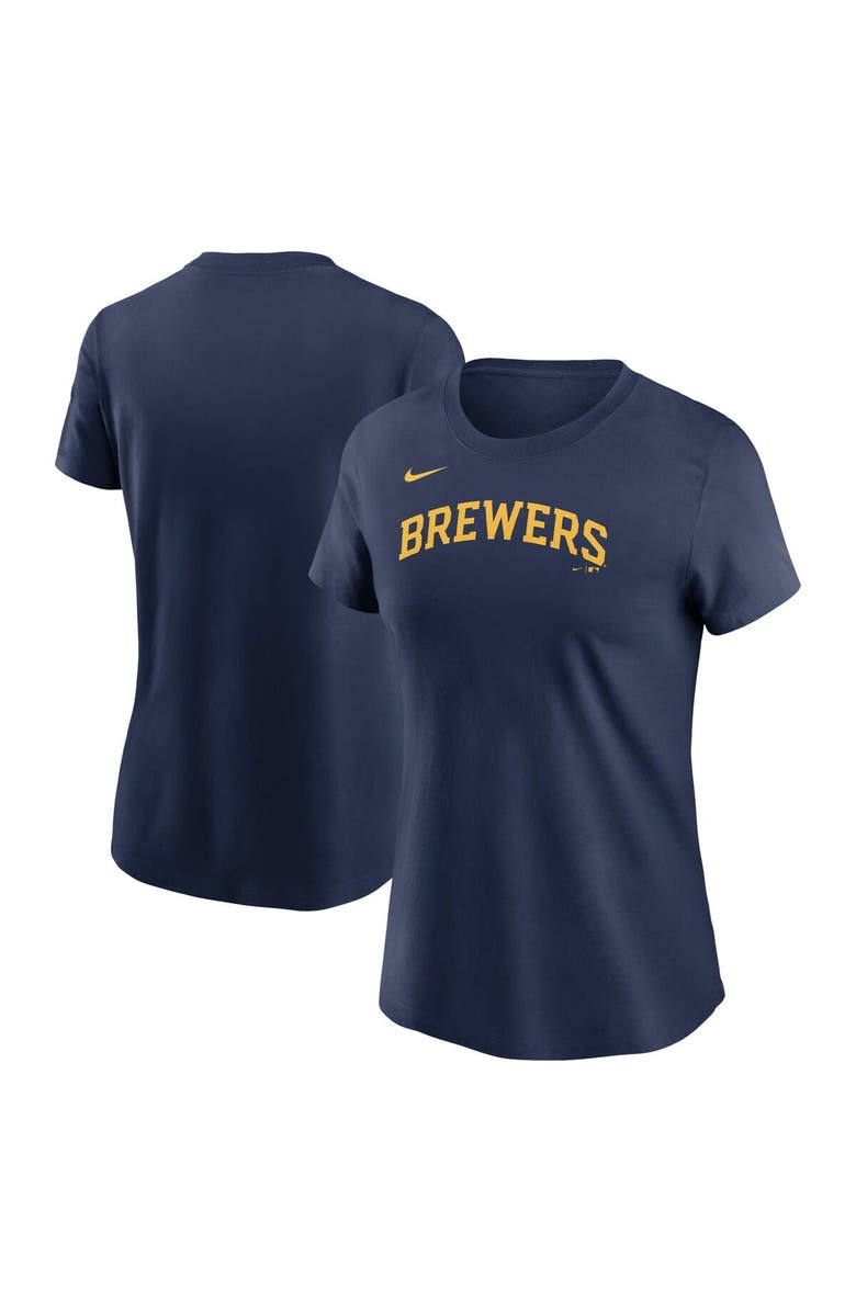 Nike Women's Nike  Navy Milwaukee Brewers Fuse Wordmark T-Shirt, Main, color, Navy