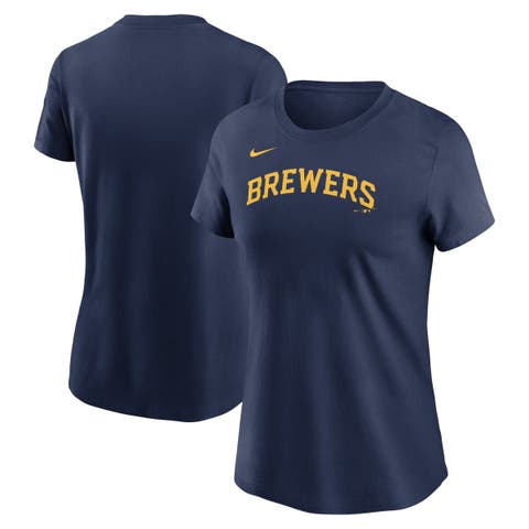 Women's Nike  Navy Milwaukee Brewers Fuse Wordmark T-Shirt
