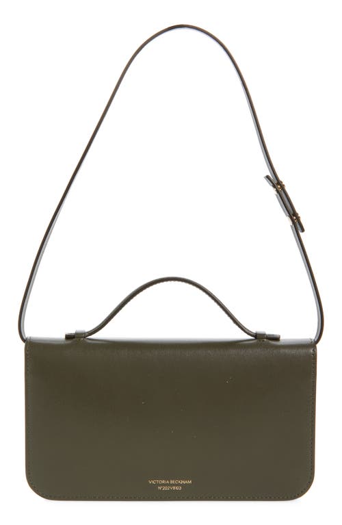 Victoria Beckham Midi Dorian Leather Top Handle Pouchette Bag In Green