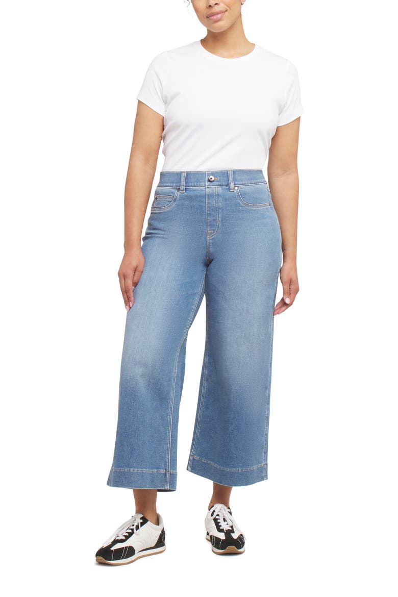 SPANXshape™ EveryWear Cropped Wide Leg Jeans, Alternate, color, STONEWASHED BLUE