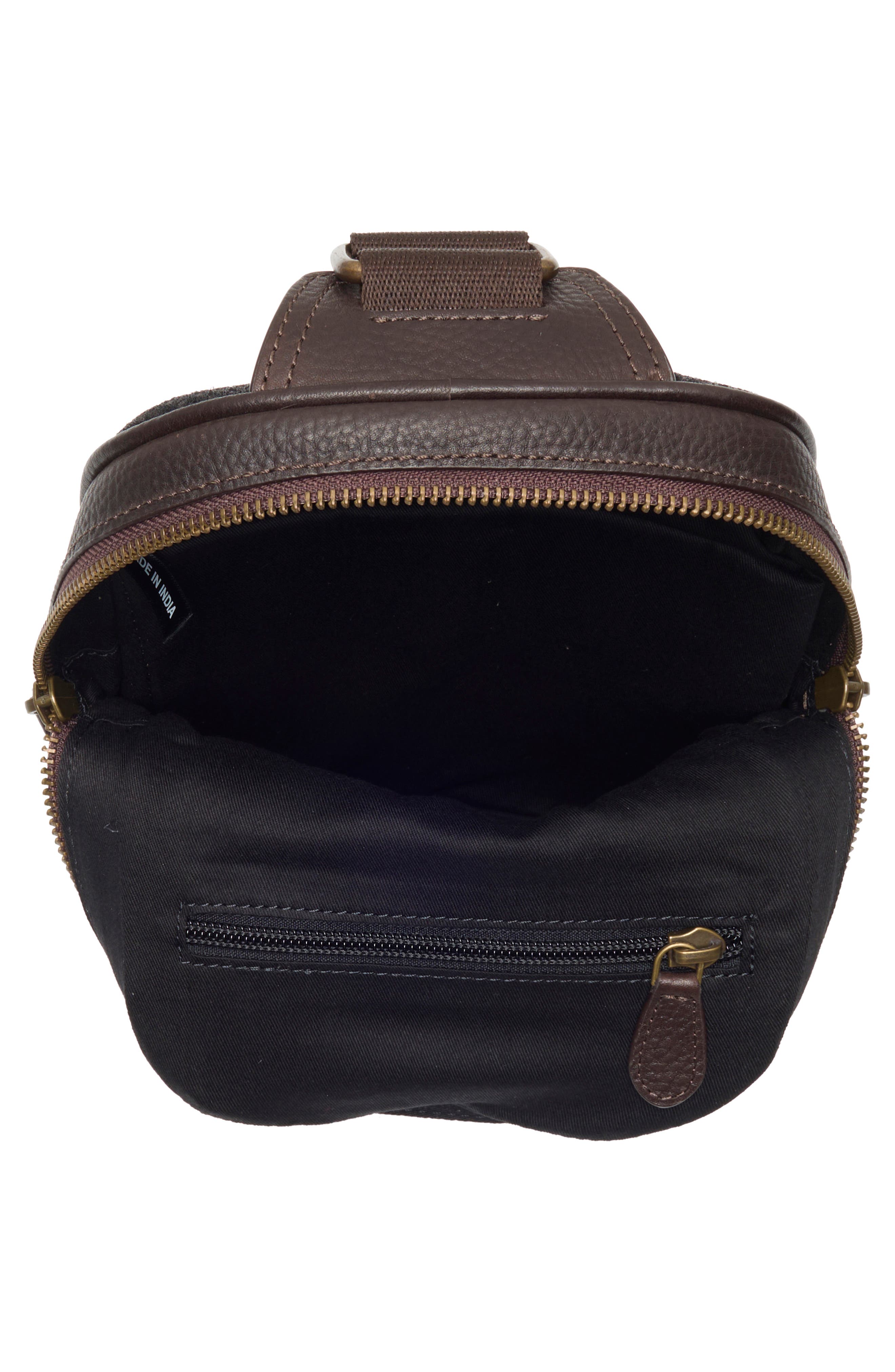Johnston & Murphy Pebbled Leather Sling Bag, Alternate, color, Dark Brown