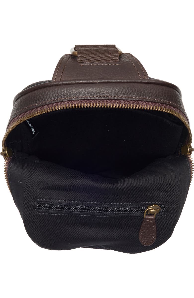 Johnston & Murphy Pebbled Leather Sling Bag, Alternate, color, Dark Brown