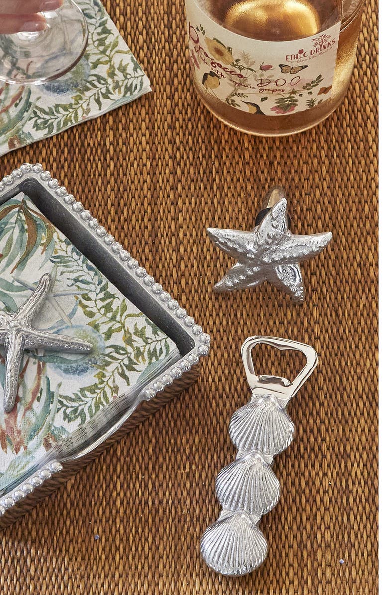 Mariposa Starfish Flat Bottle Stopper, Alternate, color, Silver