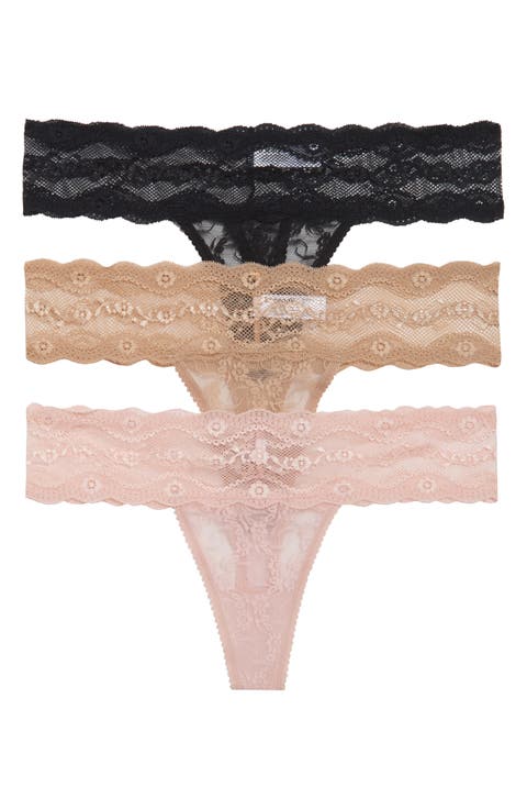 Assorted 3-Pack Lace Kiss Thongs