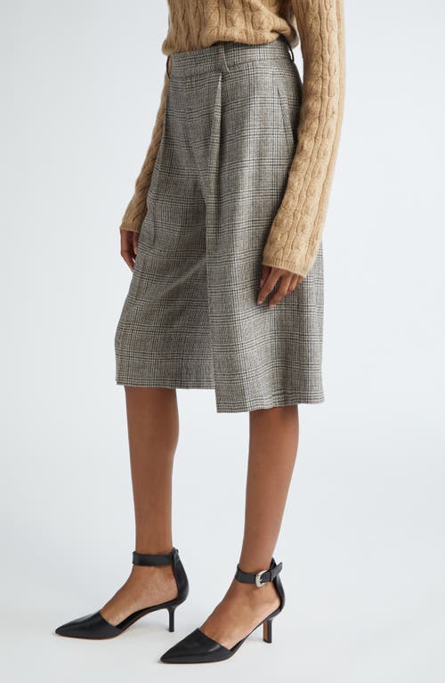 Vince Plaid High Waist Wide Leg Shorts In Heritage Grey