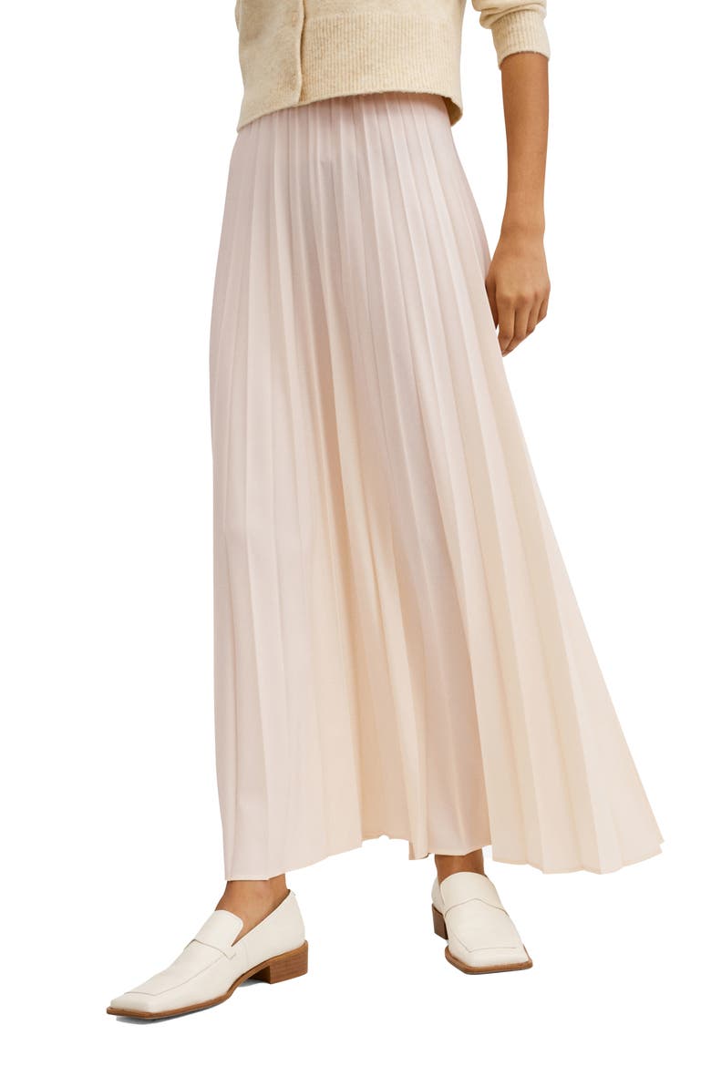 Pleated Maxi Skirt, Main, color, LIGHT BEIGE