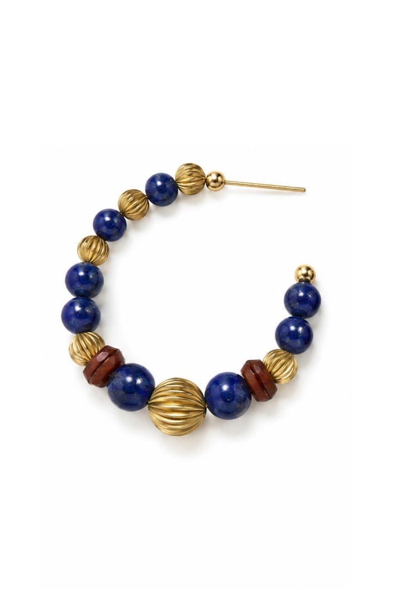 Temple Seed Hoop Earrings, Alternate, color, Gold&Blue&Red