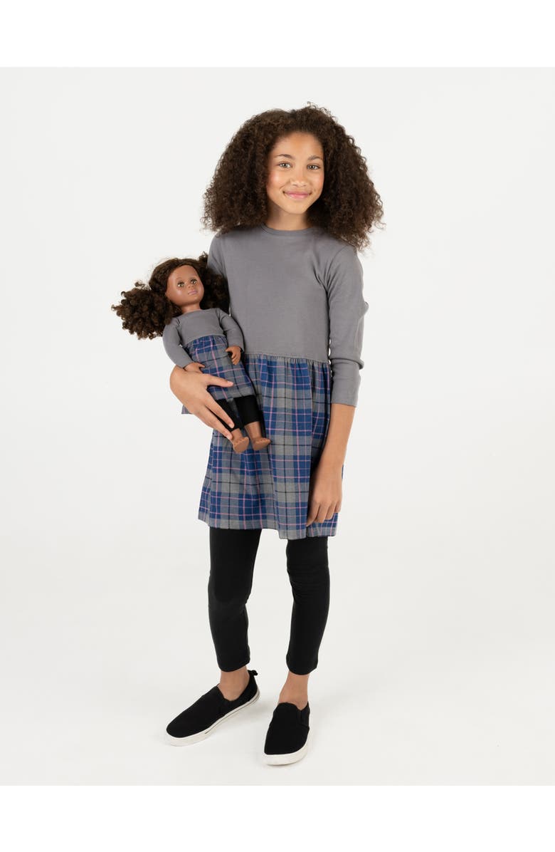 Leveret Girls Skirt Dress with Matching Doll Dress, 100% Cotton, Main, color, Dark Gray