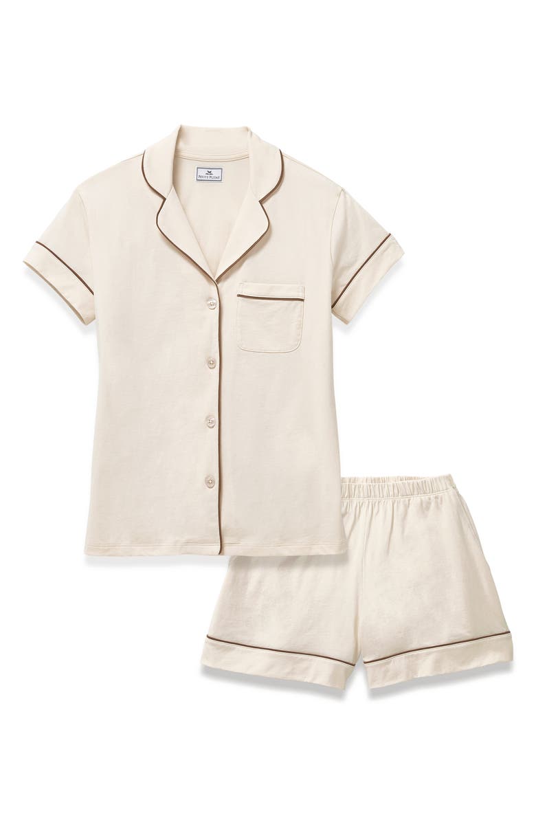 Petite Plume Featherweight Pima Cotton Short Pajamas, Alternate, color, White