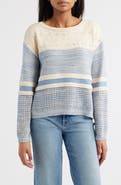 beachlunchlounge Polla Stripe Mixed Stitch Boat Neck Sweater