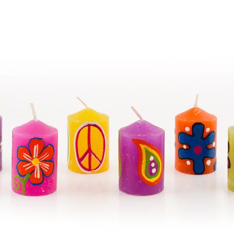 Hippie Painted Candles - Set of 6