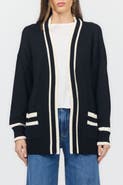 Dear John Amani Open Front Stripe Trim Cardigan