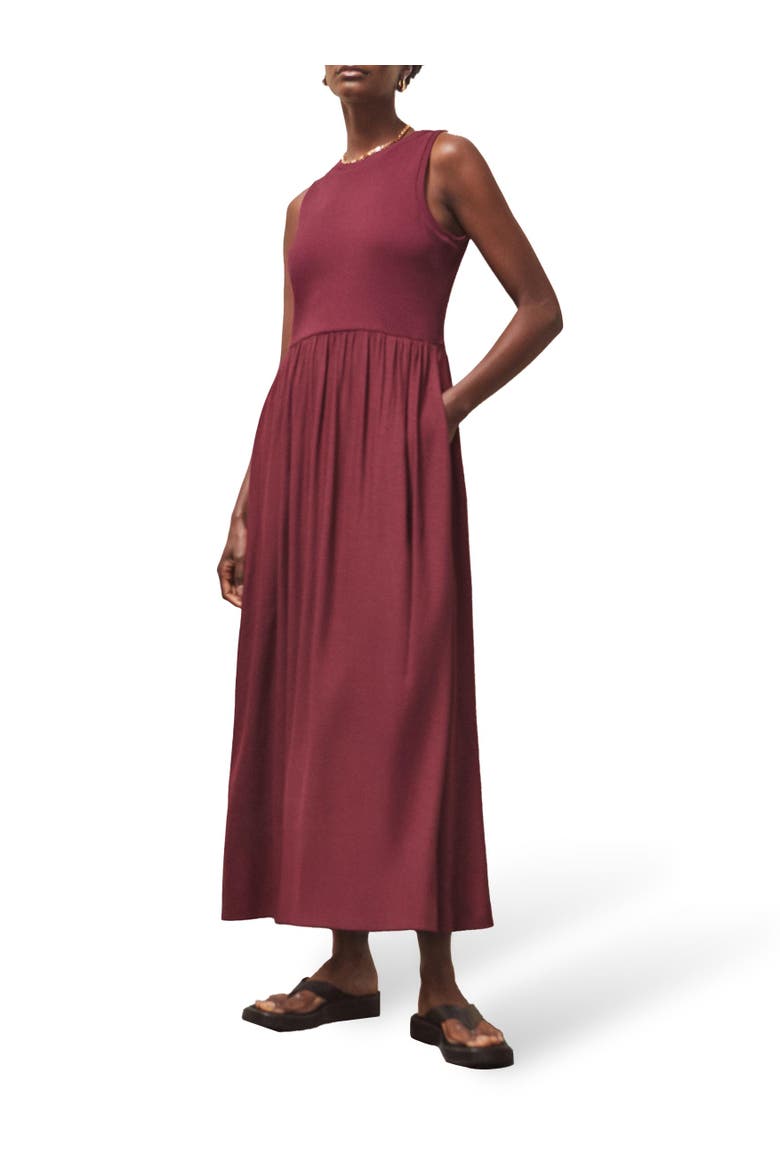 Mixed Media Sleeveless Dress, Alternate, color, Plum