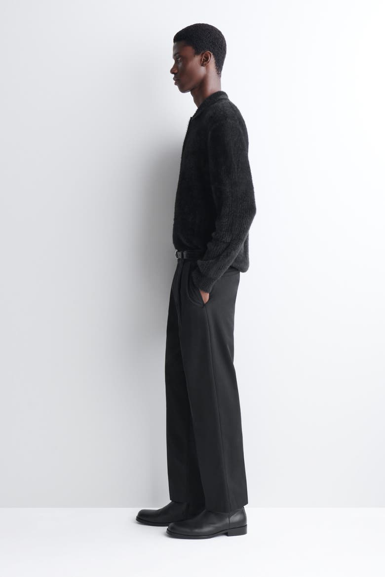 Brushed Knitted Polo Shirt, Alternate, color, BLACK