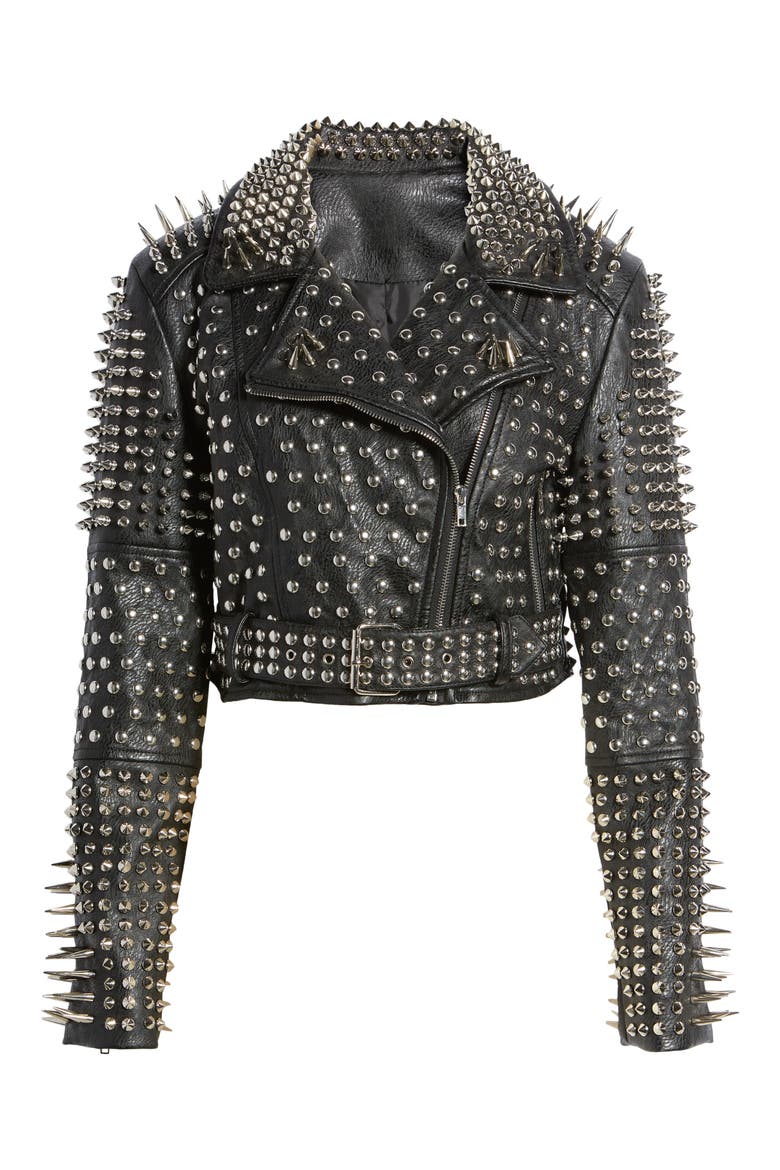 AZALEA WANG Spike & Stud Faux Leather Jacket (Women) | Nordstrom