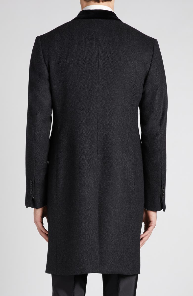 TOM FORD Double Breasted Herringbone Wool & Cashmere Coat, Alternate, color, Ig690 Charcoal