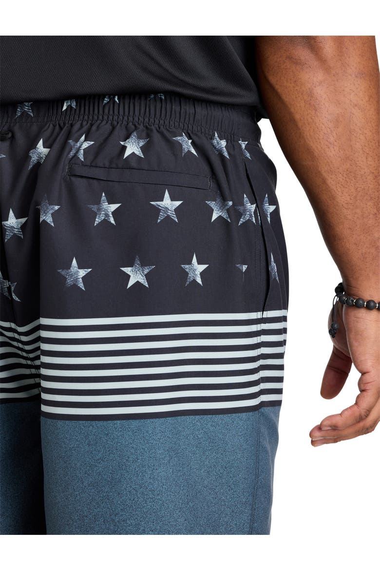 Big & Tall Patriotic Board Shorts, Alternate, color, BLACK MULTI