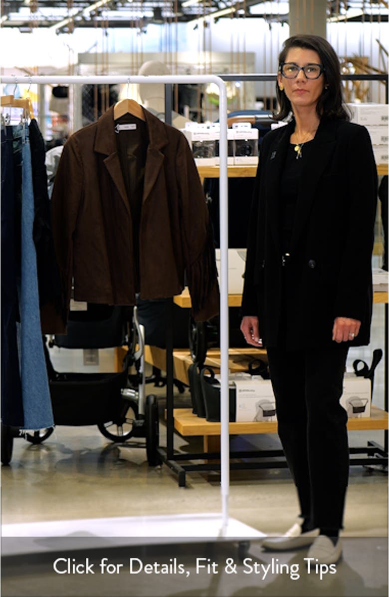 Fringe Trim Faux Suede Jacket, sales video thumbnail