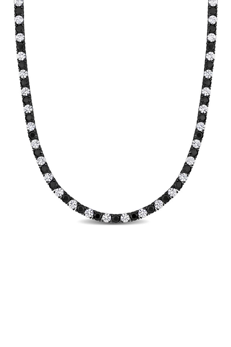 Men's Sterling Silver Lab Created Sapphire Necklace, Main, color, BLACK