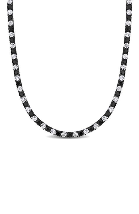 Men's Sterling Silver Lab Created Sapphire Necklace