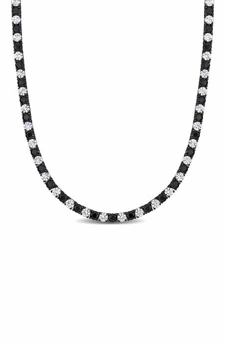 DELMAR Men's Sterling Silver Lab Created Sapphire Necklace