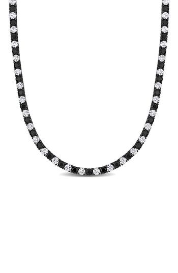 Delmar Sterling Silver Lab Created Sapphire Necklace In Black
