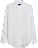 Polo Ralph Lauren Solid White Linen Button-Down Shirt